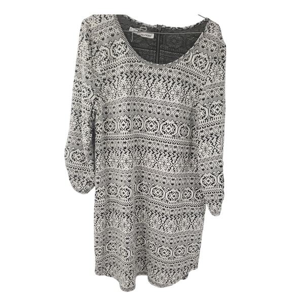 Maurices Black and White Boho Mini Dress - Size 0X - Picture 1 of 4